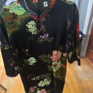 Velvet floral dress with slits down both sides